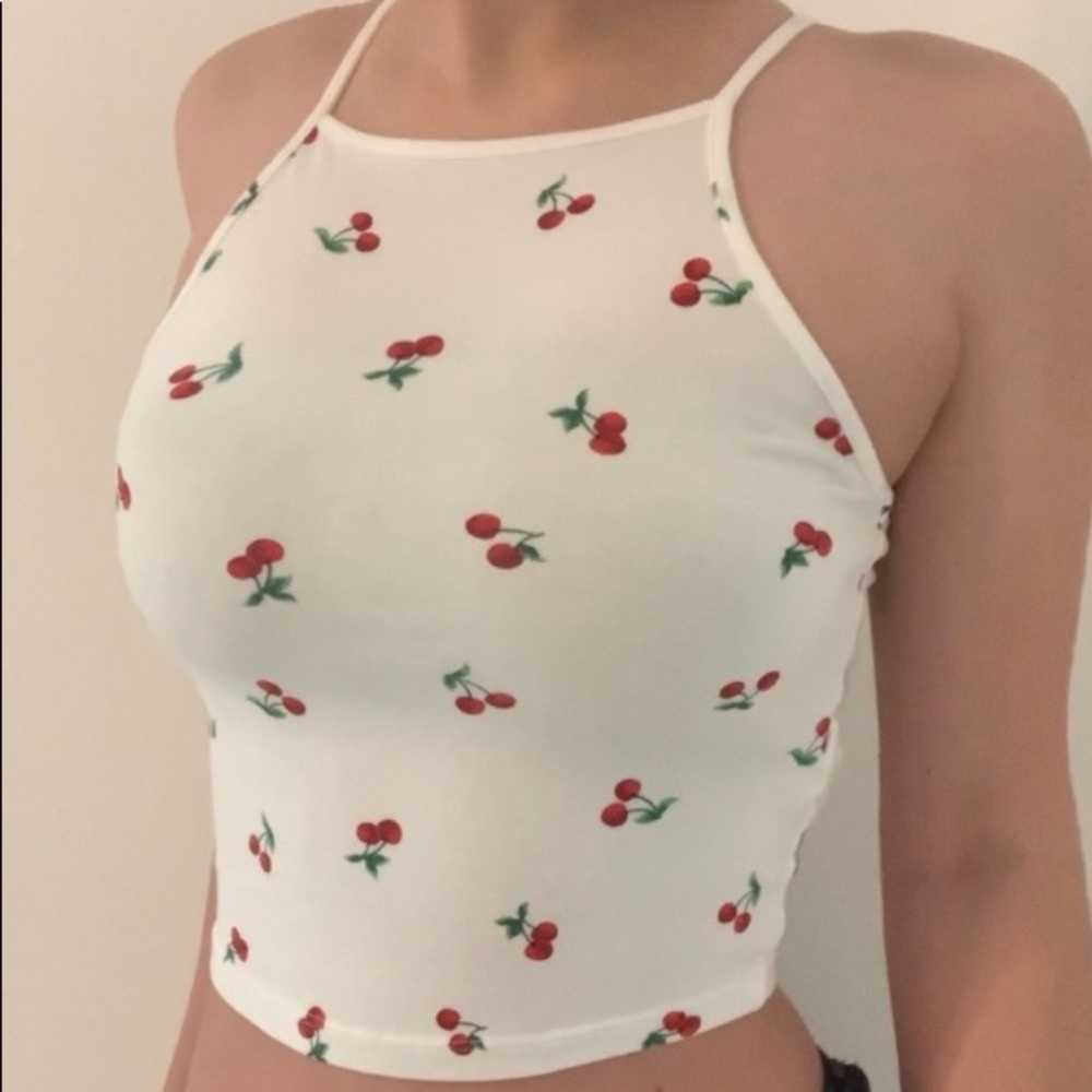 cherry print halter top 🍒